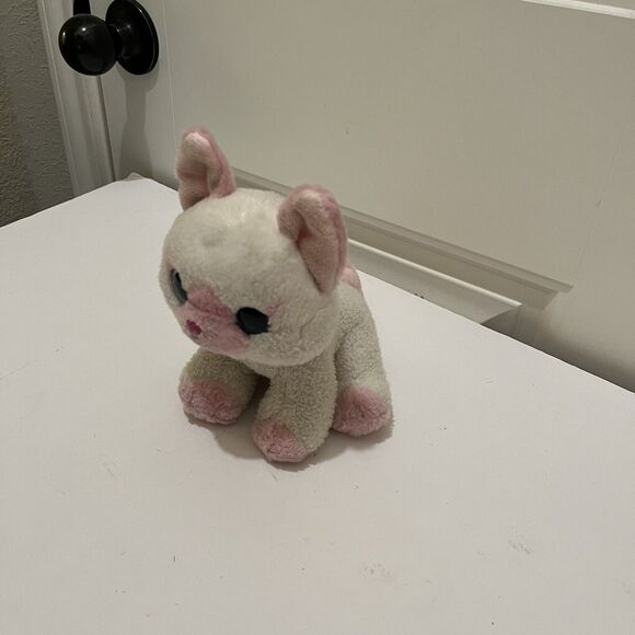 Aurora Marshmallow Cat Kitty Plush Pink Nose Ears Stuffed Animal Big Blue Eyes - Picture 5 of 9